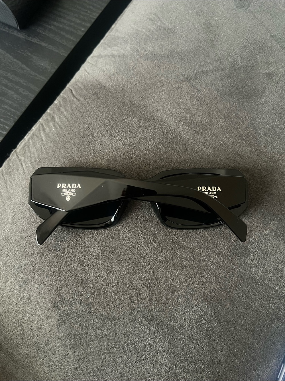 Prada Black Rectangular Women's Sunglasses - Picture 2 of 4